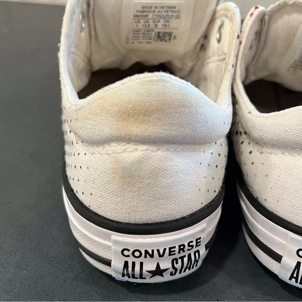 Converse All Star Y1 white rainbow glitter sneakers